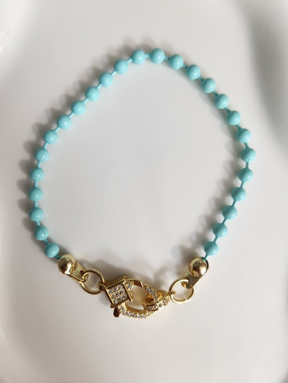 Ball Chain Iced Clasp Bracelet